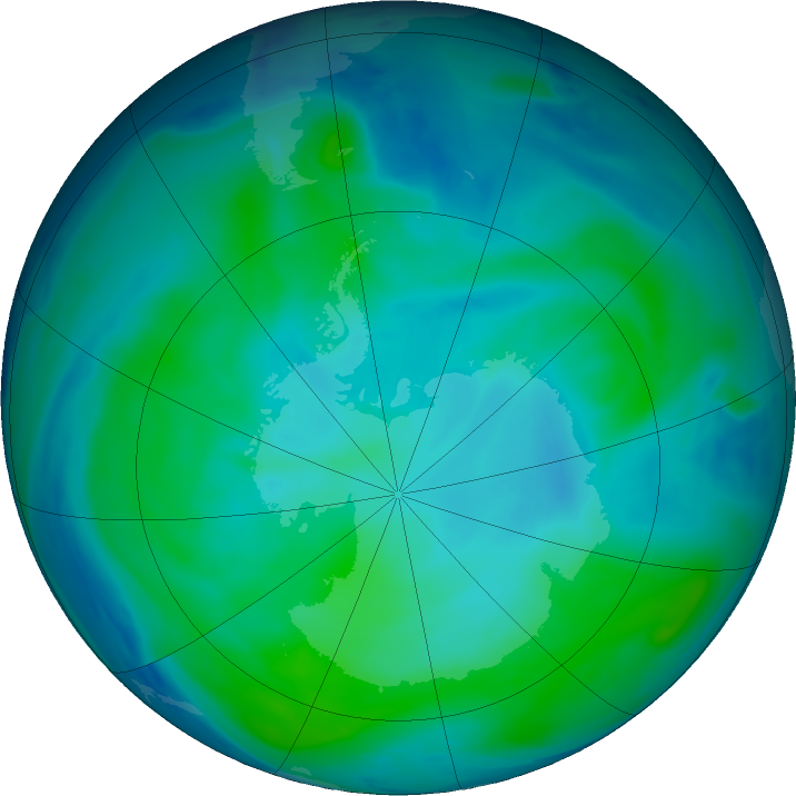 Antarctic ozone map for 07 February 2024
